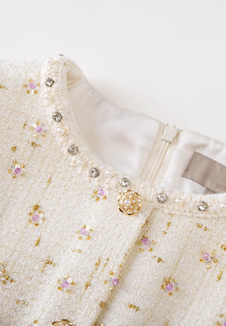 Braided-trim Embellished Patch-pocket Tweed Dress SustainableCertified