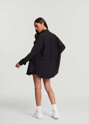 simple design Textured Oversized Button-Up Shirt