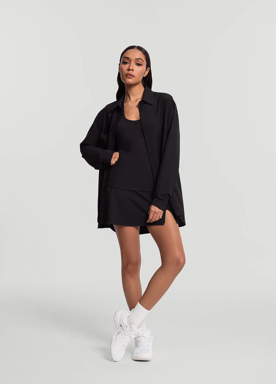 Weekend Comfort Chill Fit Textured Oversized Button-Up Shirt