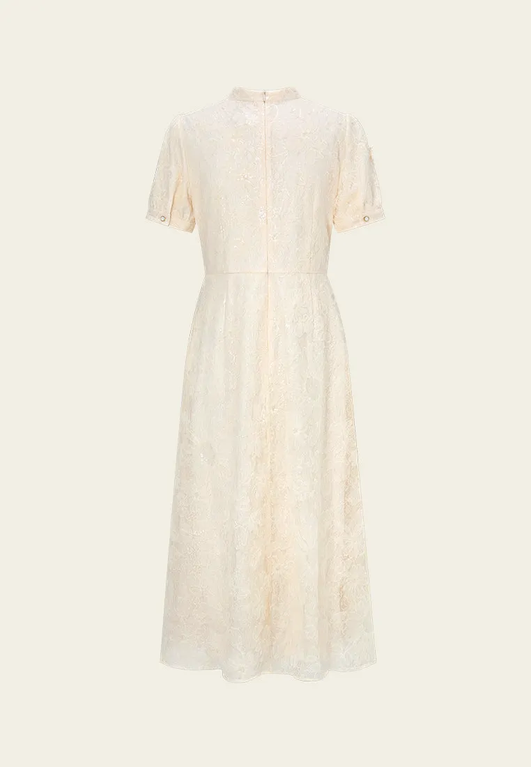 Stand-collar Oriental Pop-up Flowers Mesh Cheung Sham WrinkleResistantClothing AntiPillingTechnology