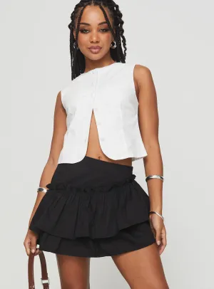 Vibrant color Selenis Asymmetrical Mini Skort Black