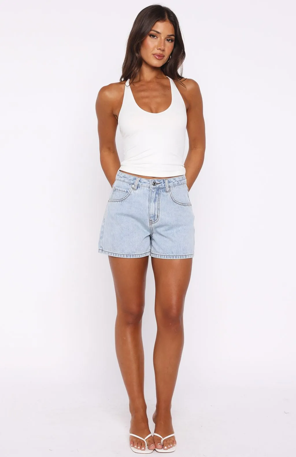 Anti-bacterial Maddy Denim Shorts Mid Blue
