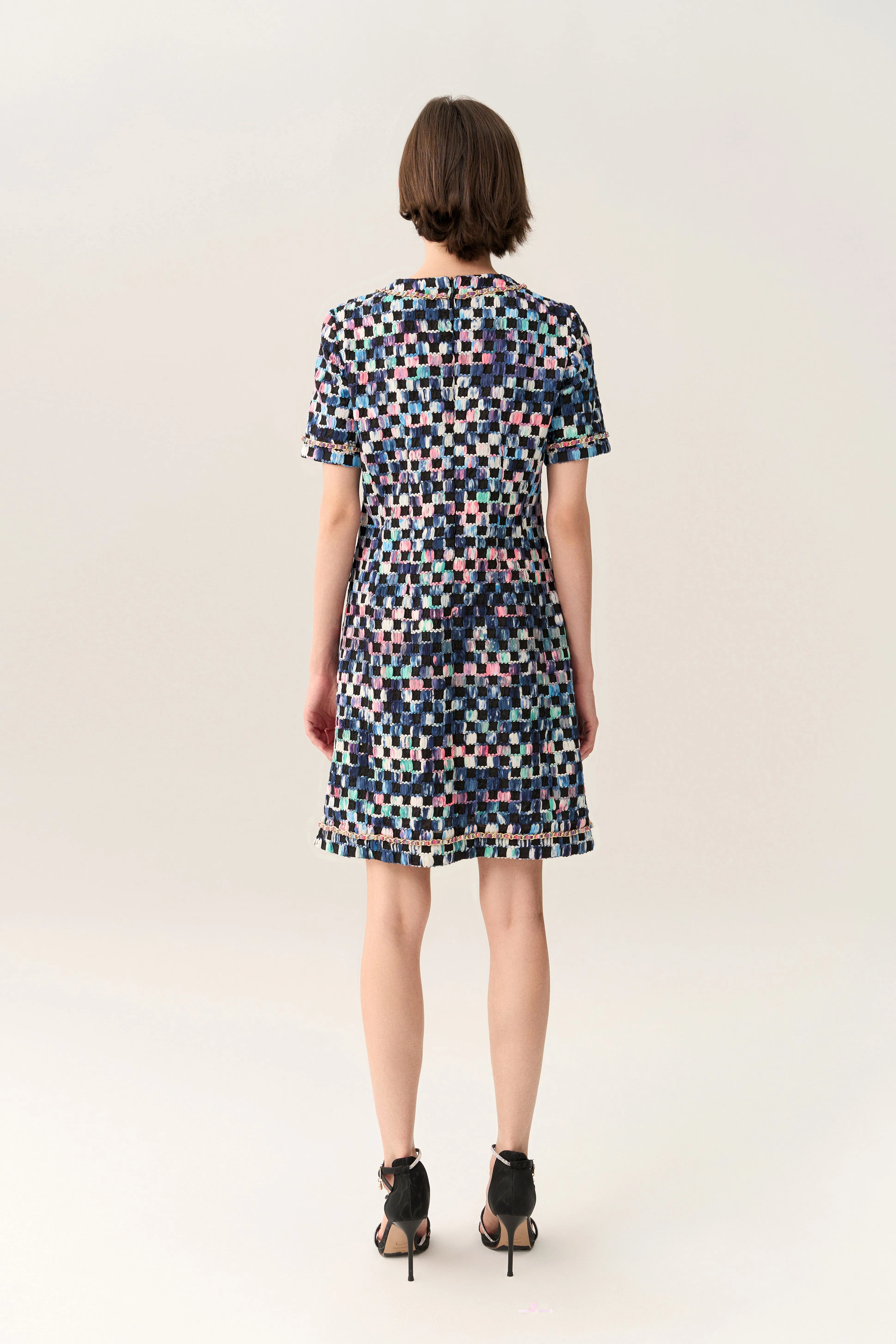 Push Edge Gradient Checker Pattern Dress