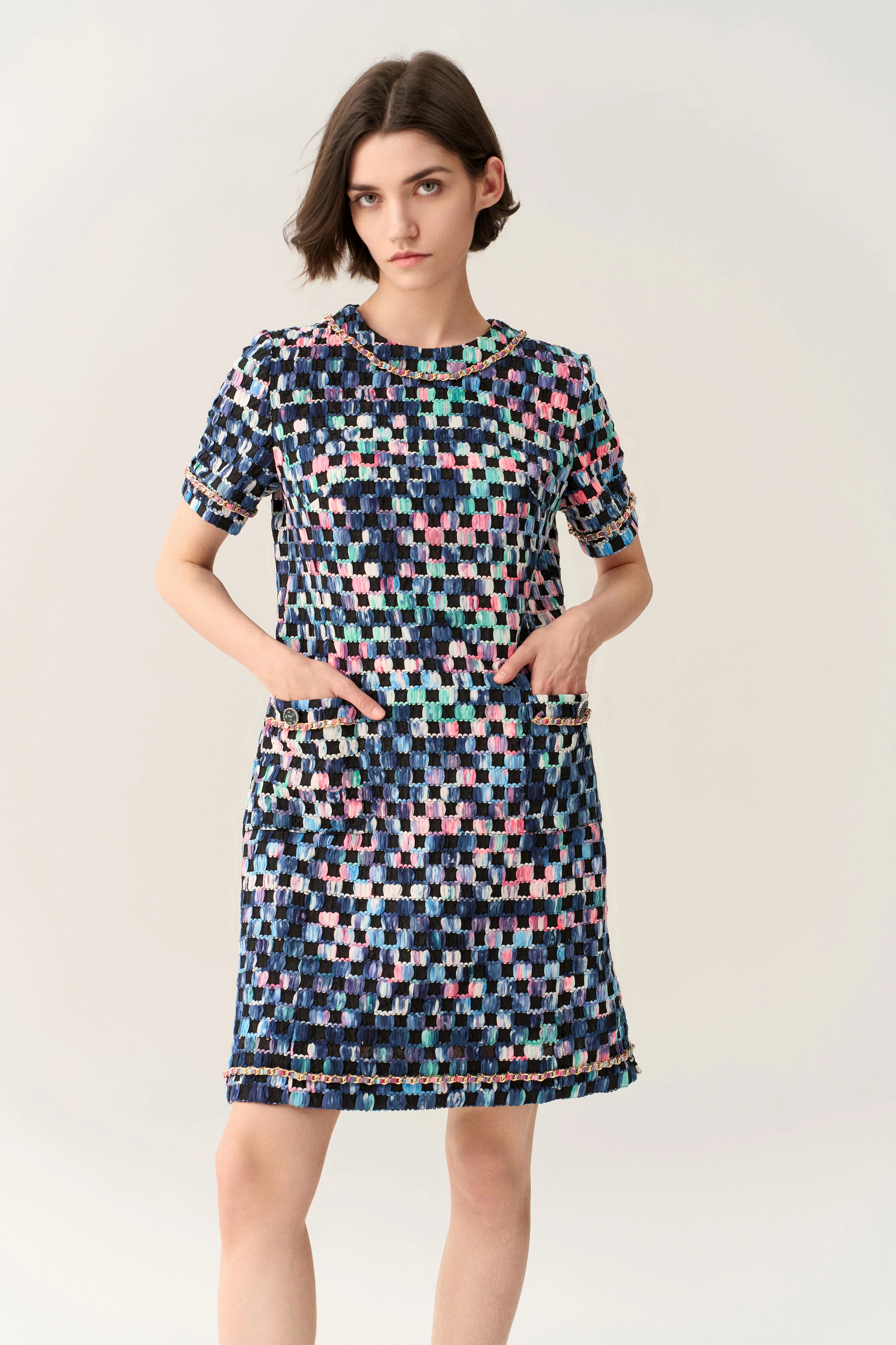Opaque Core Gradient Checker Pattern Dress