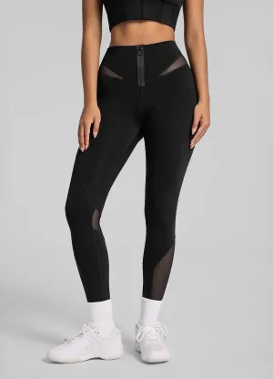 Zip Front Mesh Leggings Tear Resistant Weave Fade Resistant