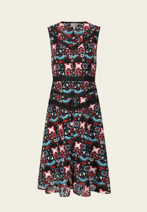 Wonder Fit elastic waistband Black Embroidered Totem Dress