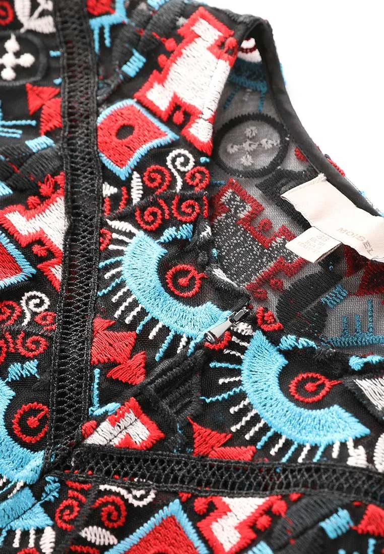 Black Embroidered Totem Dress Trend Glow