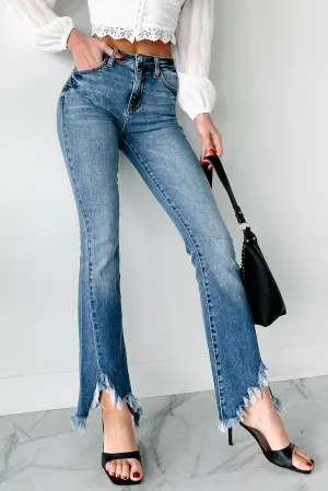 Textured Party Look Soft All Day Comfort Ayami Kancan Distressed Hem Bootcut Jeans (Medium)