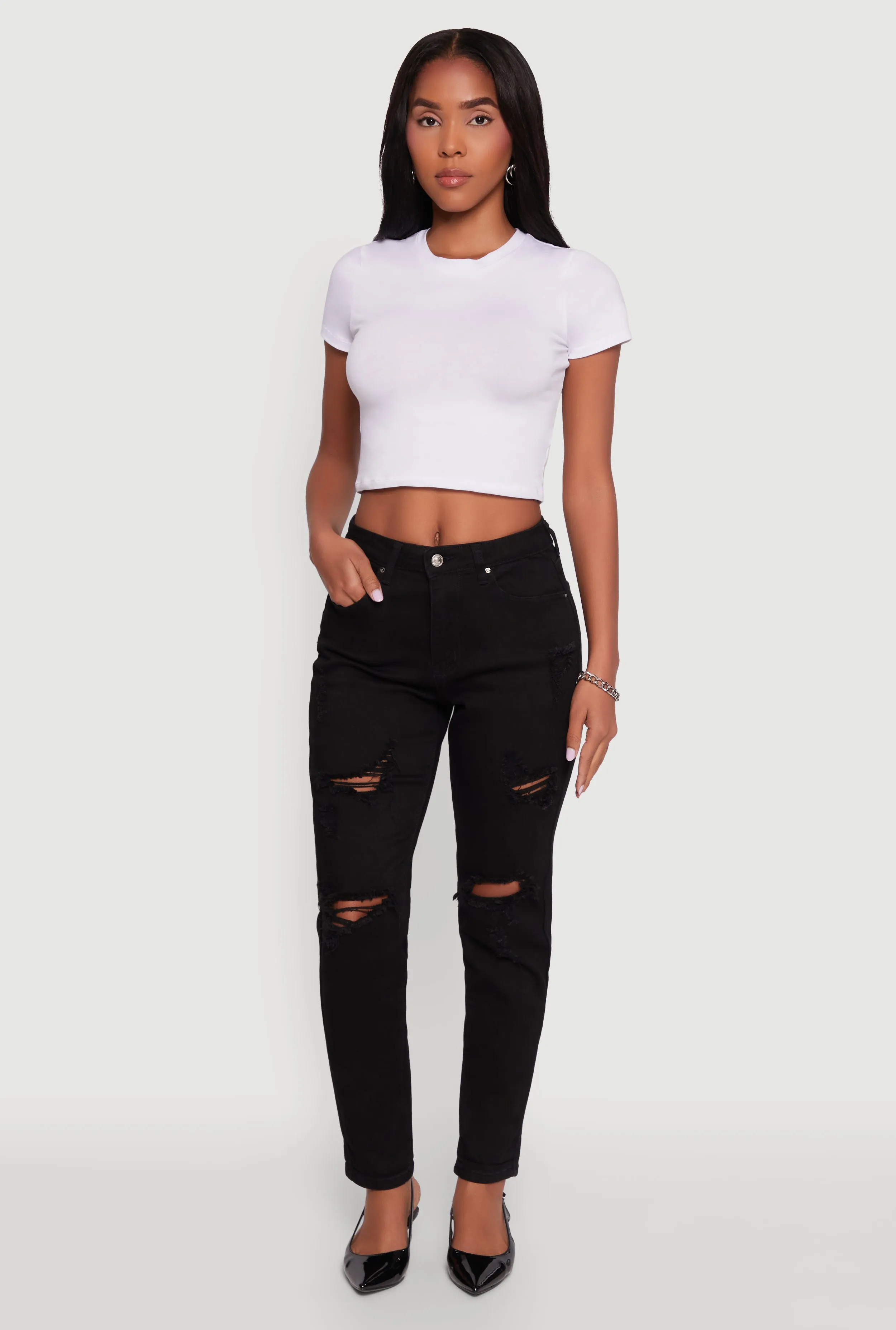 Casual Element WAX Distressed Stretch Slim Leg Jeans