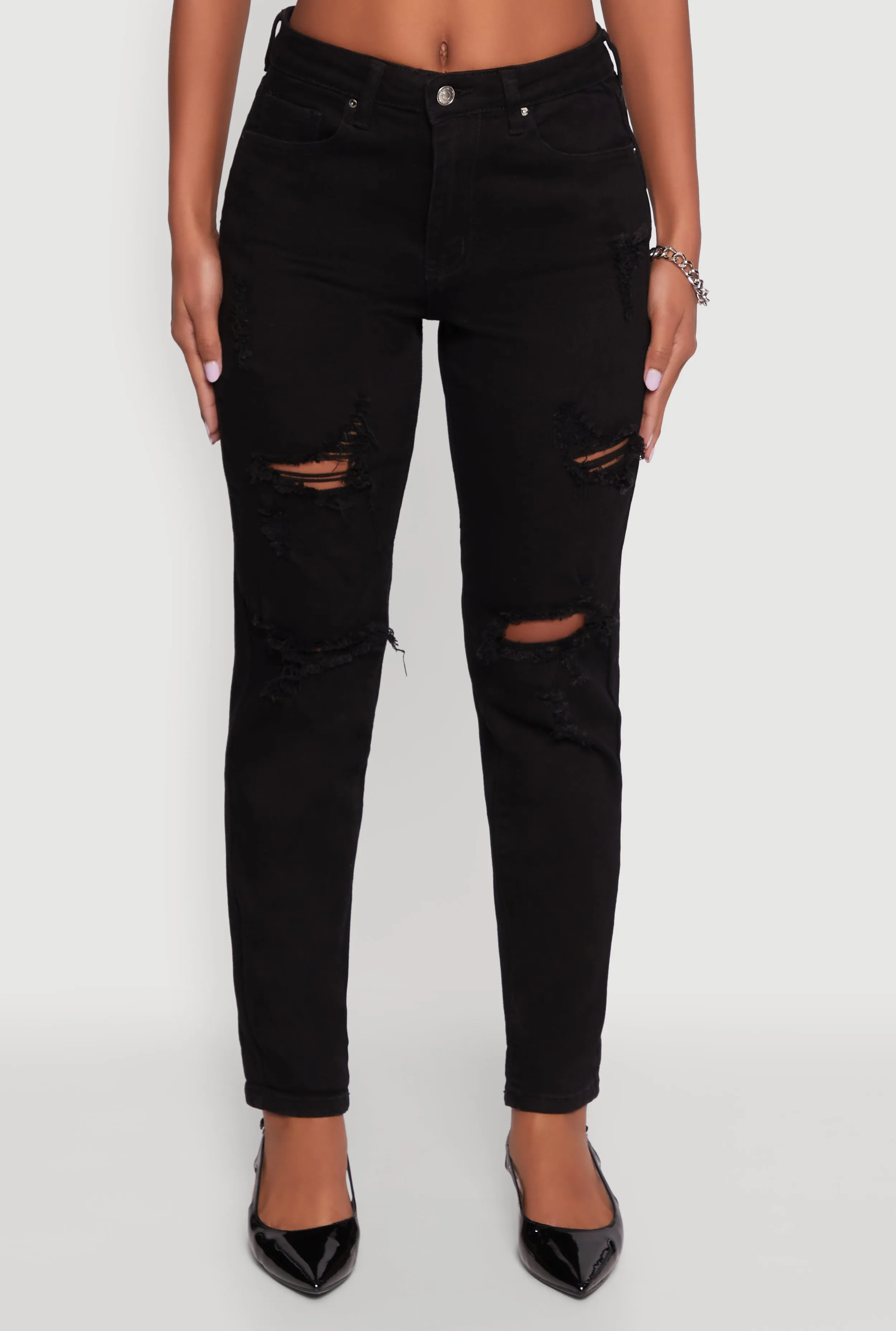 WAX Distressed Stretch Slim Leg Jeans Beach Day Breathable