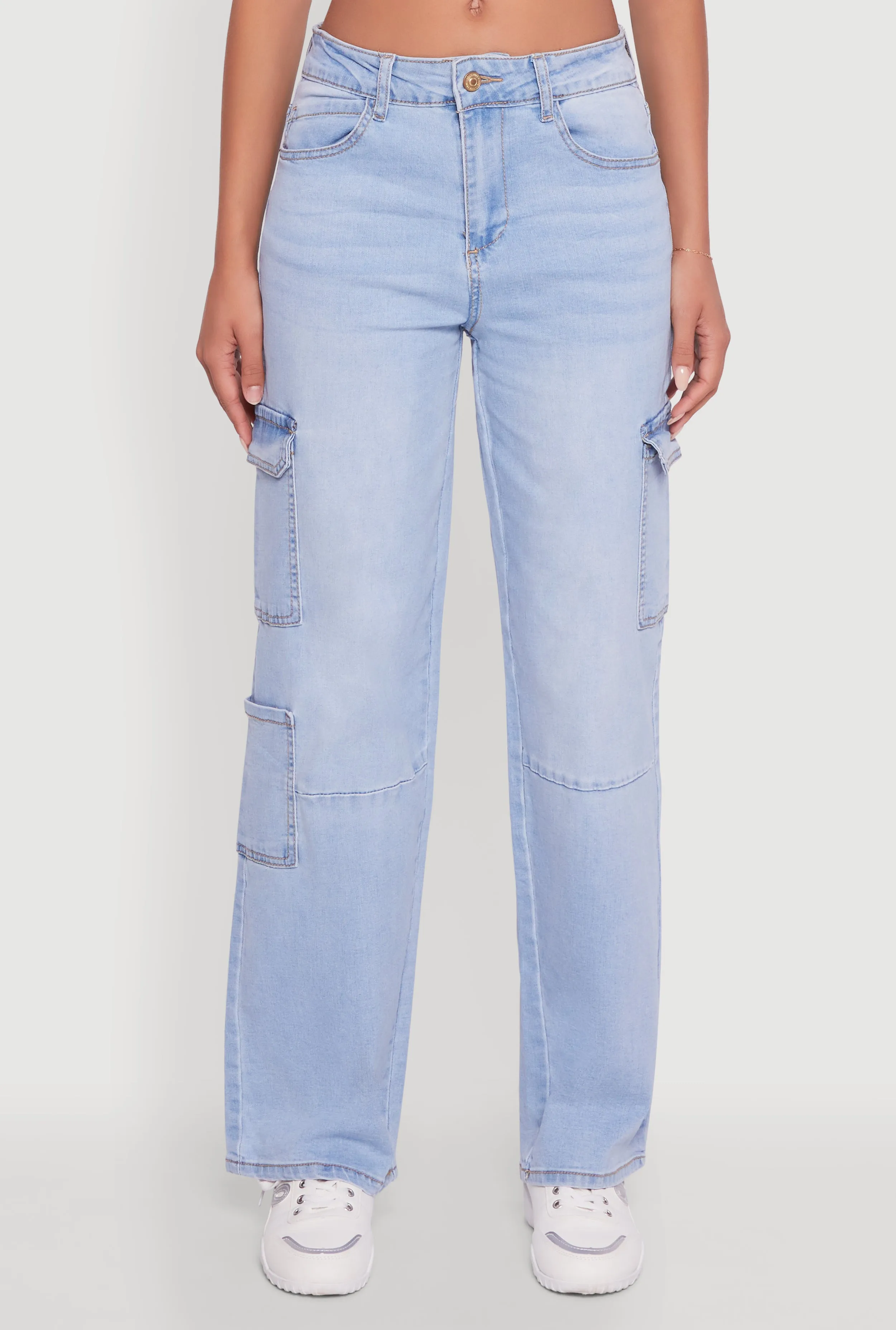 WAX Wide Leg Flap Pocket Cargo Jeans Reliable Layer Softened Lining