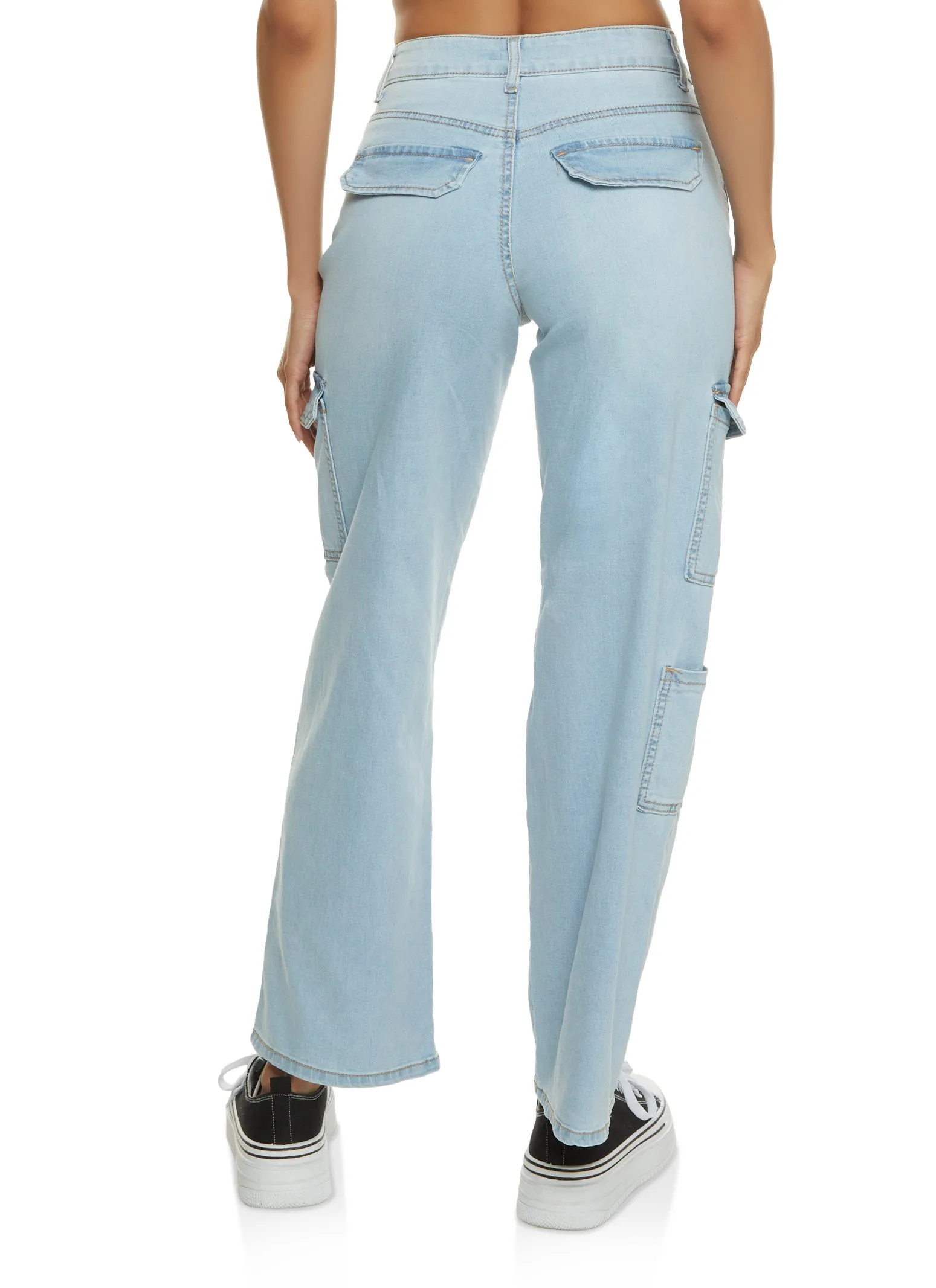 Neutral Fit Piece WAX Wide Leg Flap Pocket Cargo Jeans