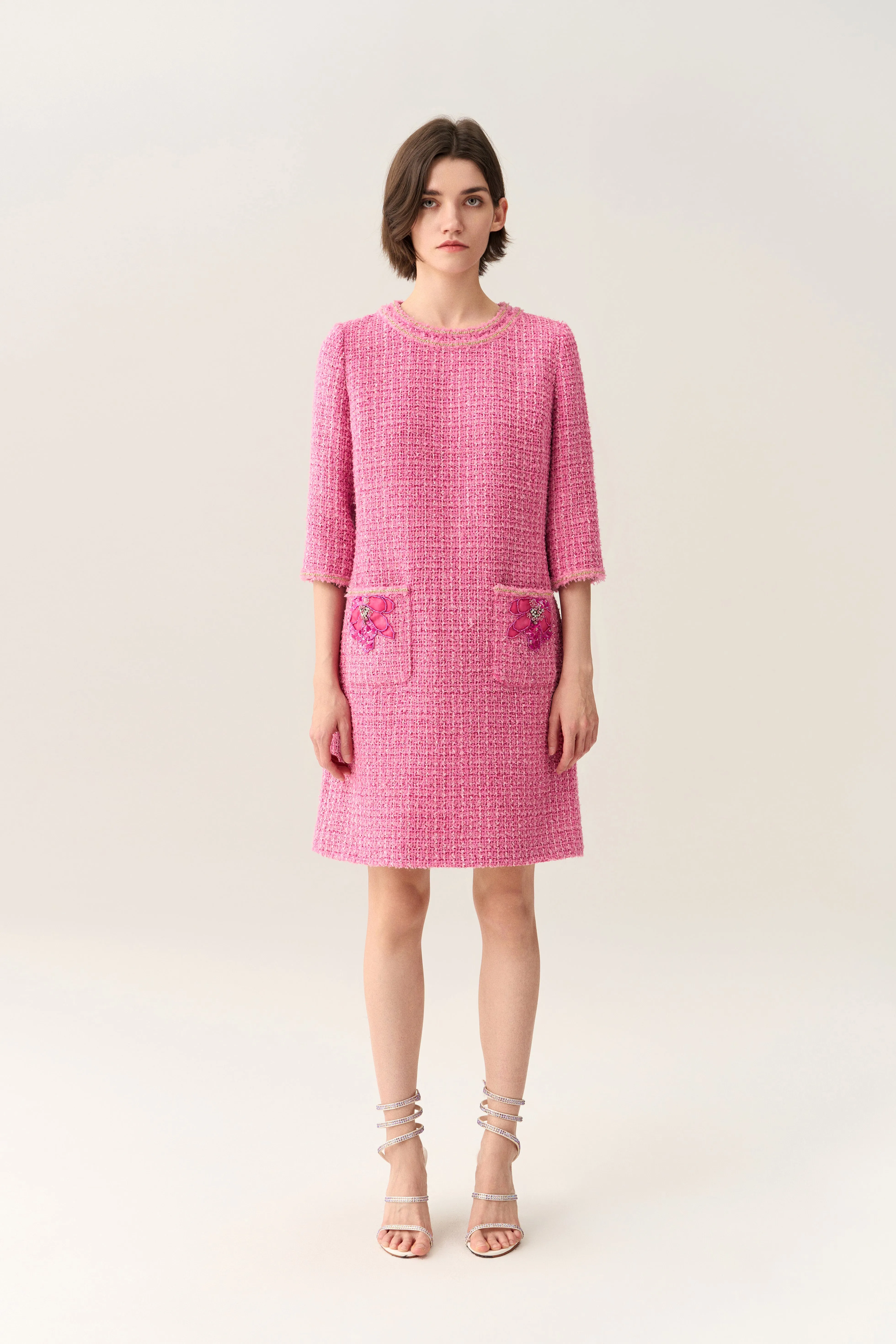 Vibrant Celebrative Three-quarter Sleeve Dress ReinforcedStitching ReinforcedKnees