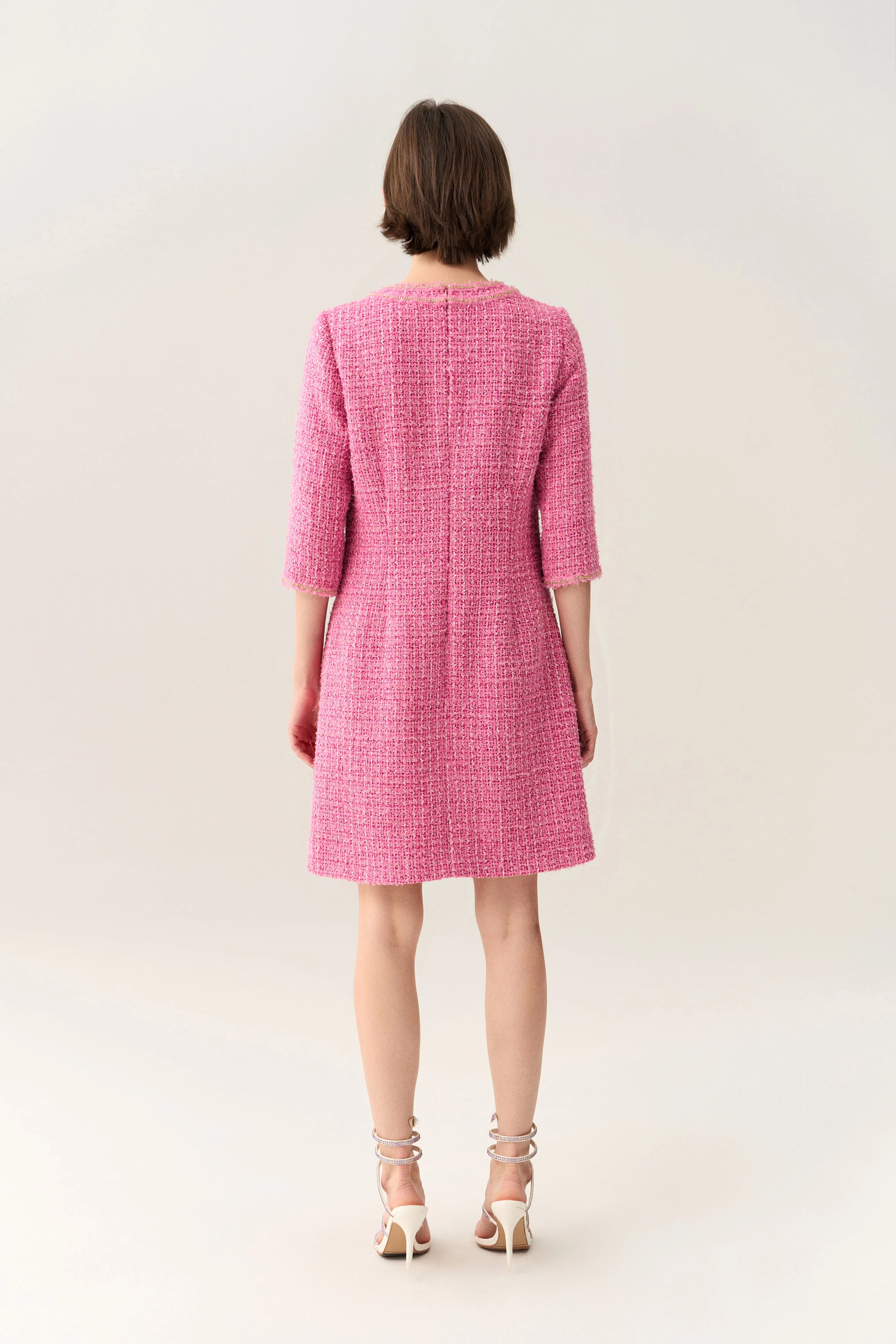 Vibrant Celebrative Three-quarter Sleeve Dress Clean Cut