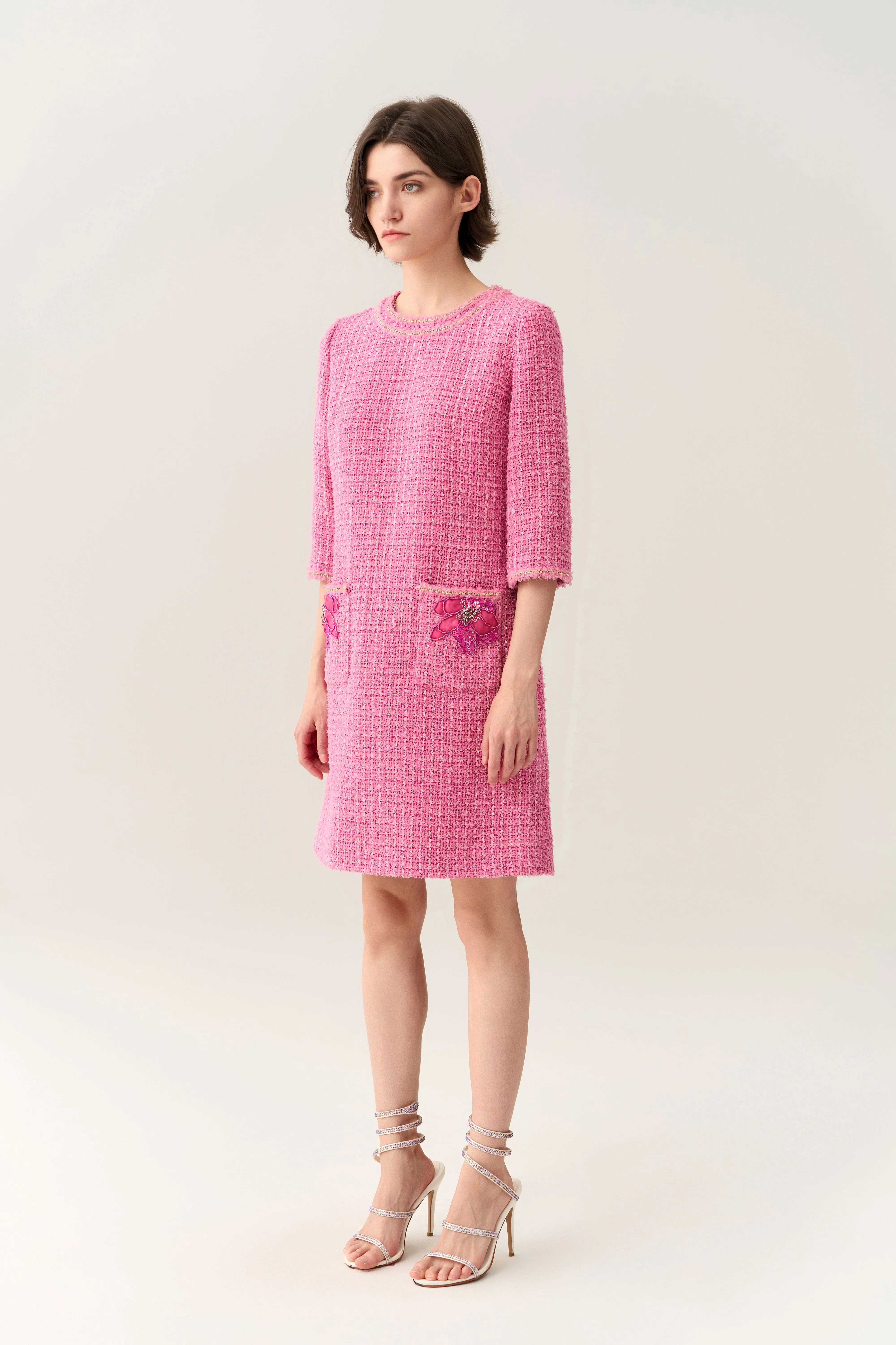 QuickDryMaterial Vibrant Celebrative Three-quarter Sleeve Dress