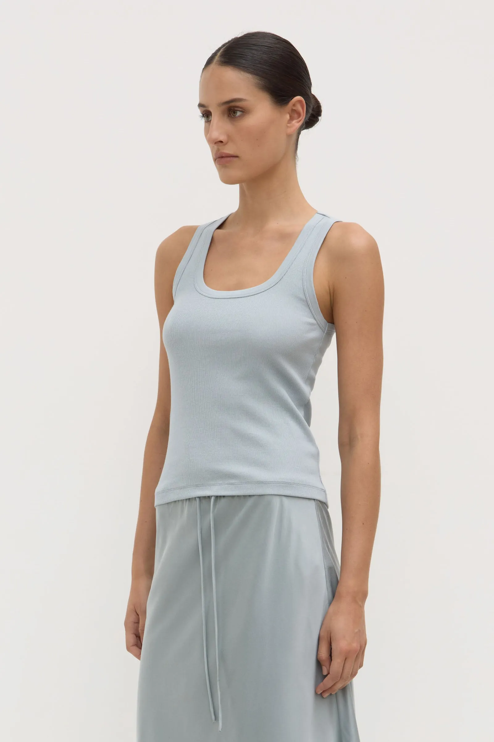 Robyn Scoop Neck Rib Tank Ergonomic Cut Pure Tone