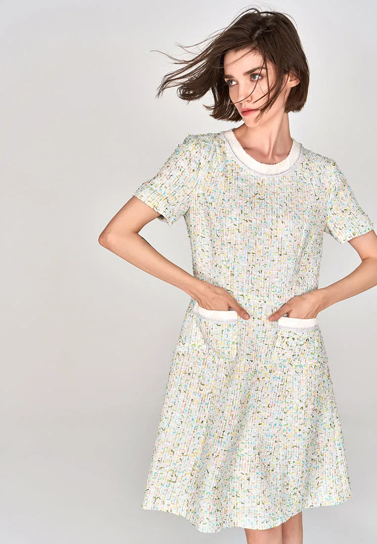 QuickRelease Closure Aerated Seam Placement Lime Twist Tweed Dress