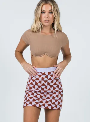 Renee Retro Tile Mini Skirt Purple Foldable Design Unisex style