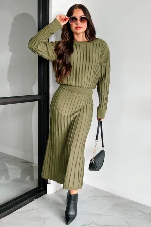 A Certain Sophistication Sweater Knit Midi Skirt (Olive) Foldable Design
