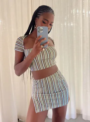 Non Slip Waist Anni Stripe Mini Skirt Multi