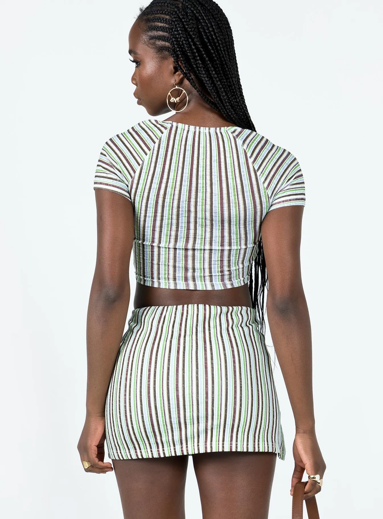 Essential Style Crisp Details Anni Stripe Mini Skirt Multi