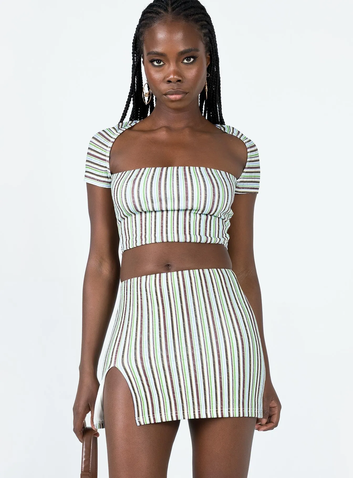 Anni Stripe Mini Skirt Multi Tie Dye Style Smooth Cut