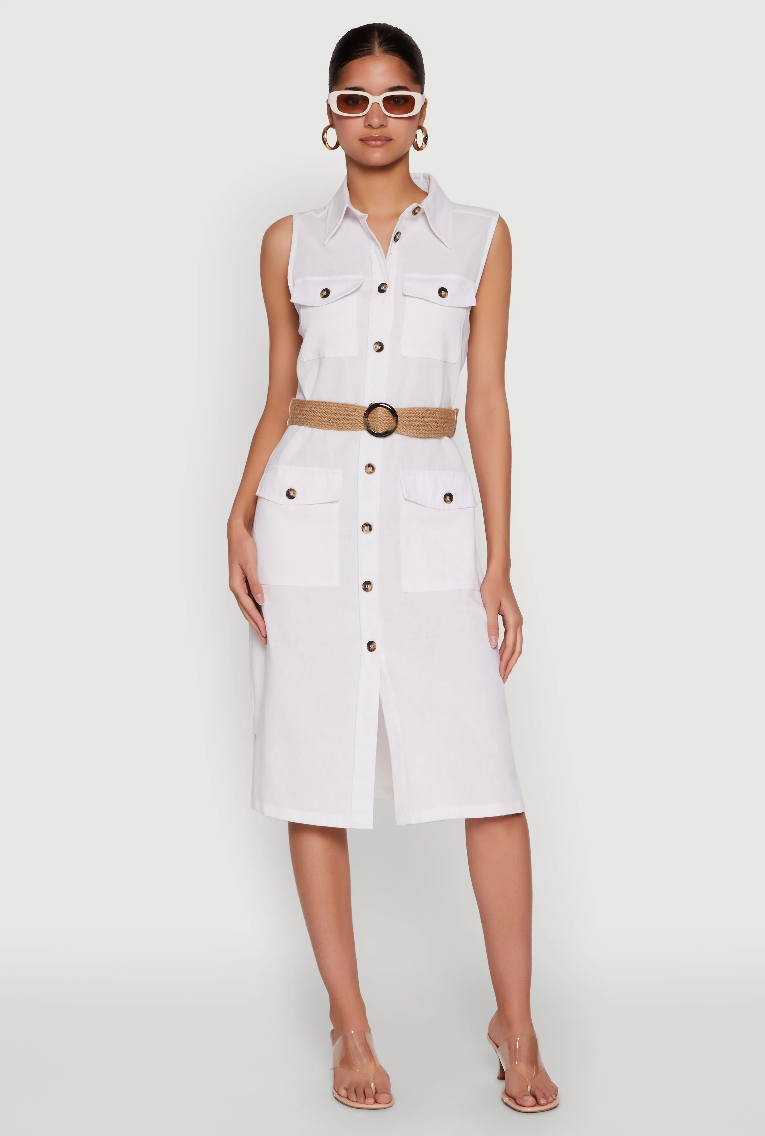 Classy Appearance O Ring Belted Sleeveless Utility Dress