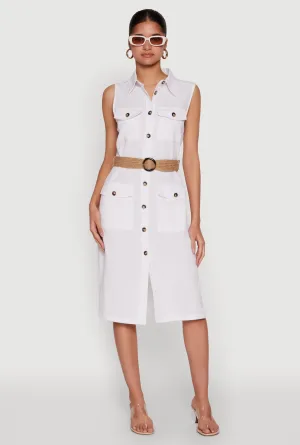 Classy Appearance O Ring Belted Sleeveless Utility Dress