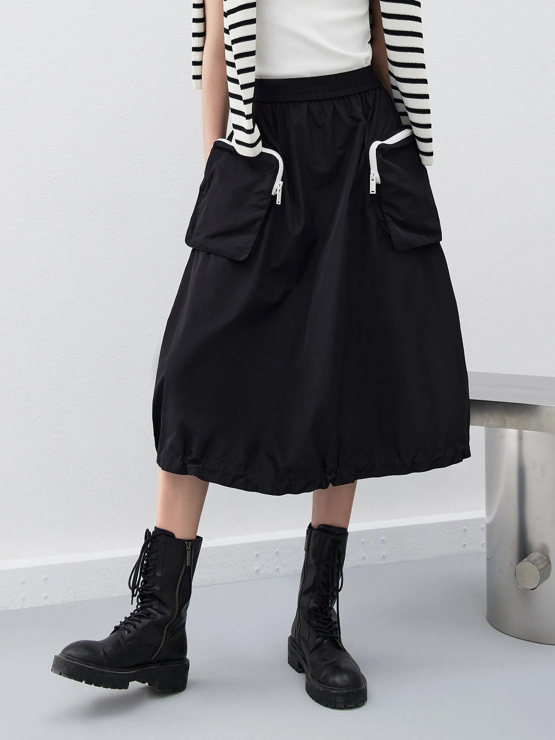 Seasonal special Drawstring Cargo Pockets Skirt