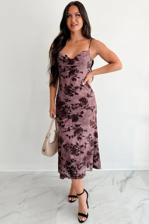 Everlasting Love Floral Mesh Midi Dress (Wine) Wool Warm