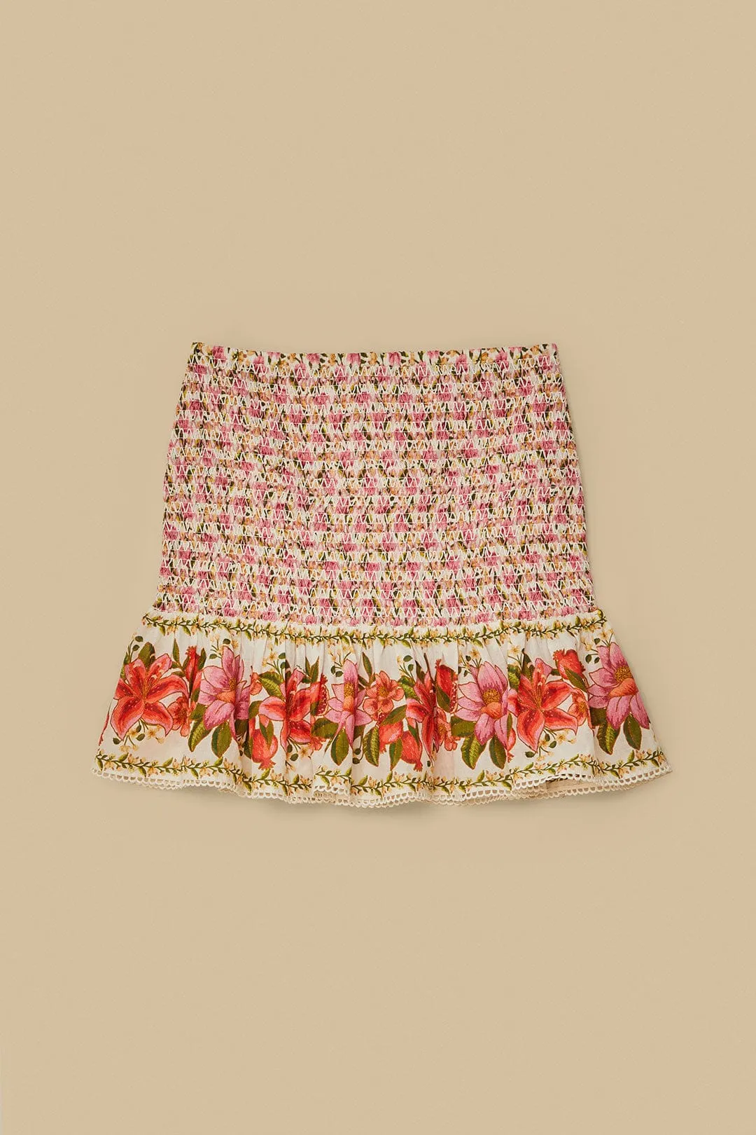 Off-White Summer Fruit Mini Skirt Subtle Shimmer natural fiber