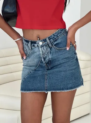 Vibe Ready Vegan Material Jellicoe Spliced Denim Skirt Multi Wash