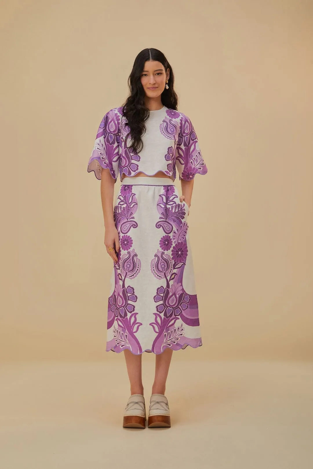 Street Style Runway Ready Color Festival Cream Euroflax? Midi Skirt