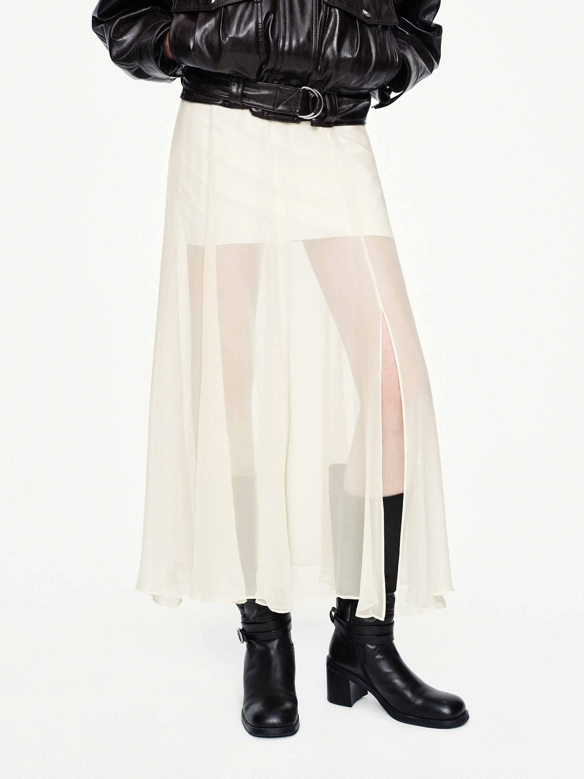 Influencer Style Refined Mood Semi-transparent Midi Skirt