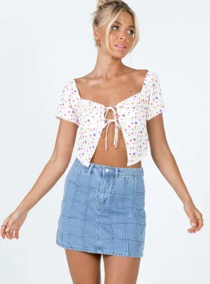 Tanis Denim Mini Skirt Back Slit Travel Ease