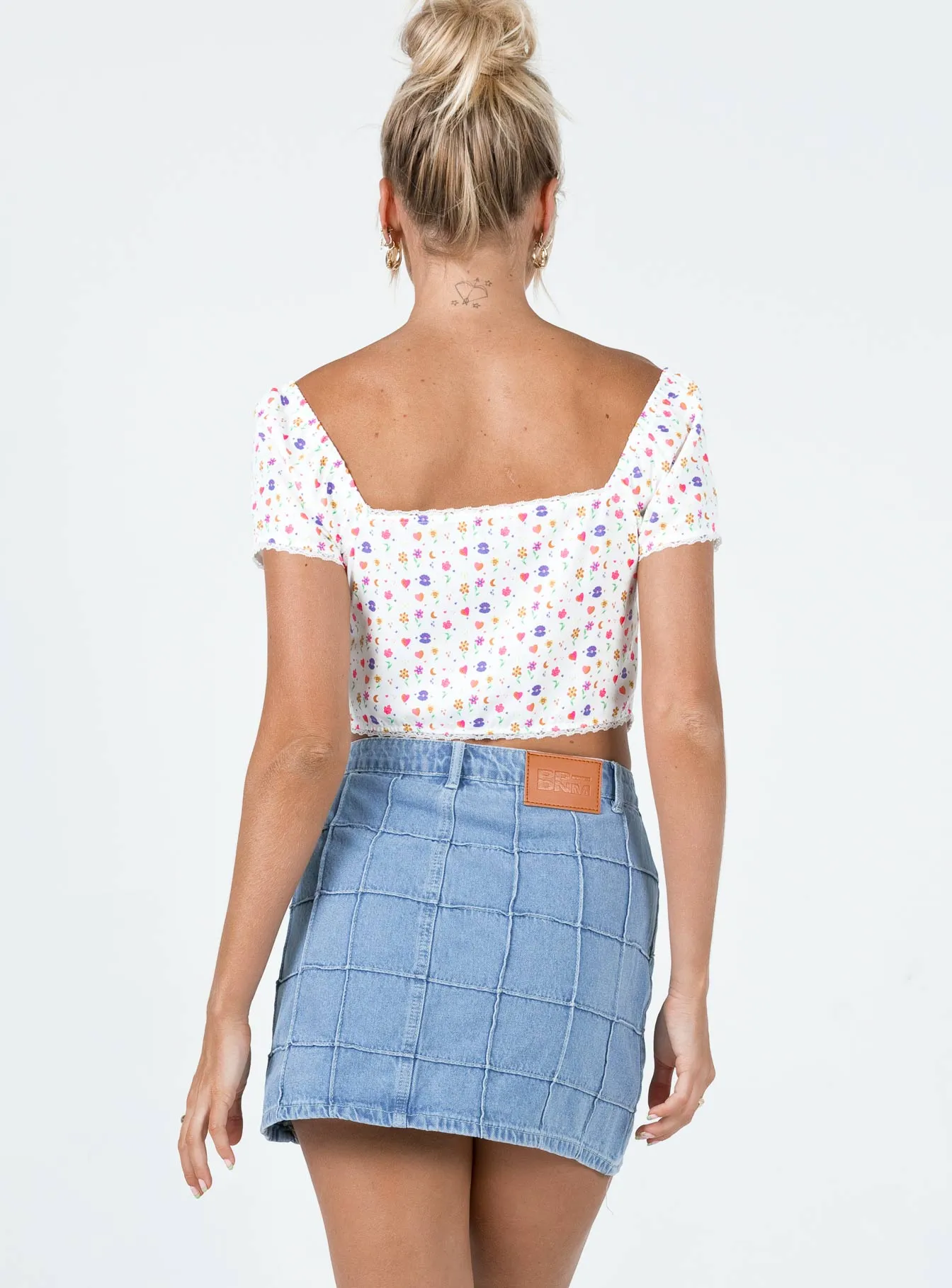 Tanis Denim Mini Skirt Button Fastenings