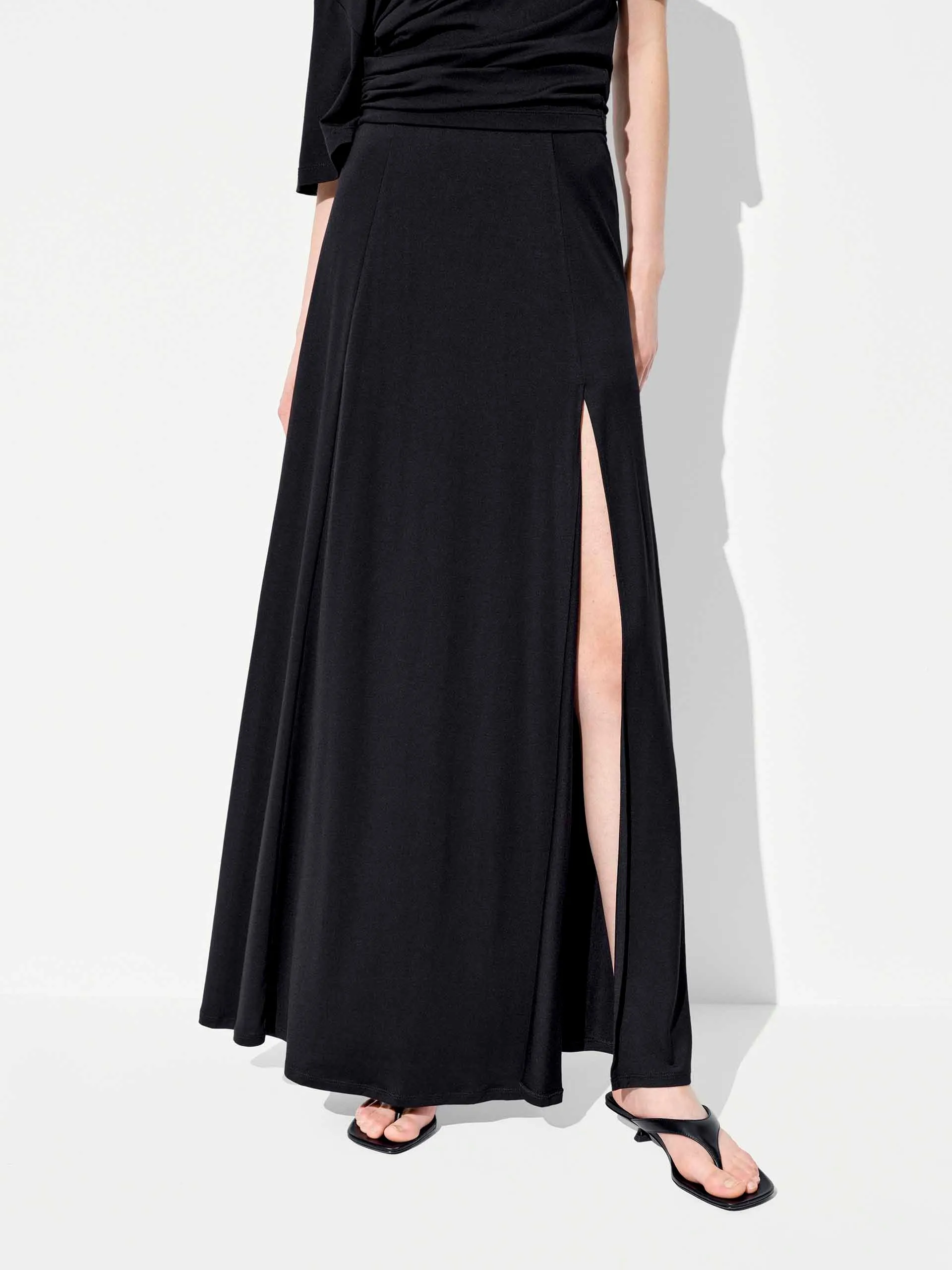 A-line Side Slit Maxi Skirt Cozy Movement Comfort Innovation