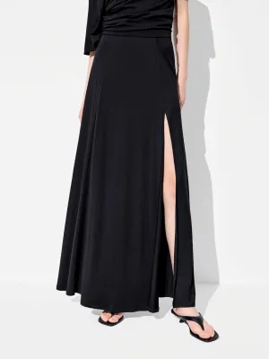 A-line Side Slit Maxi Skirt Built In Shorts