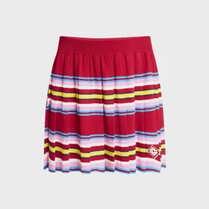 Relax Outfit Casablanca Striped Polo Pleated Skort - Multi Dark Red