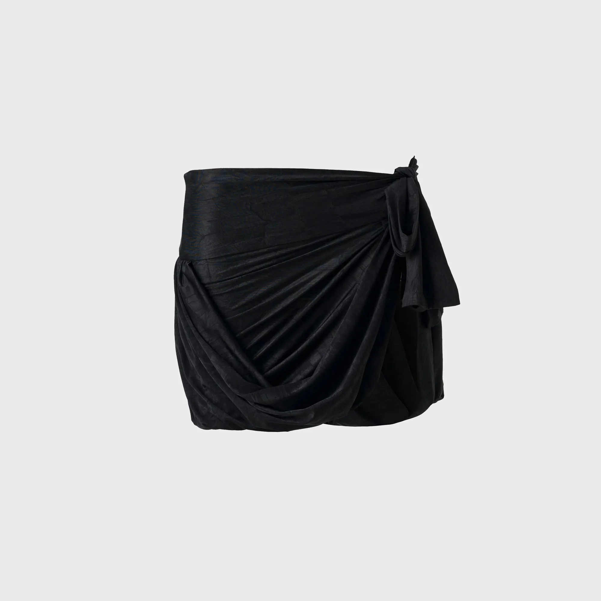Style Vibes Siedres Tie Detailed Jersey Wrap Mini Skirt - Black