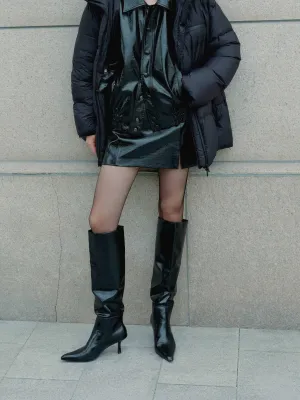 Slit Detail Leather Skirt City Tones