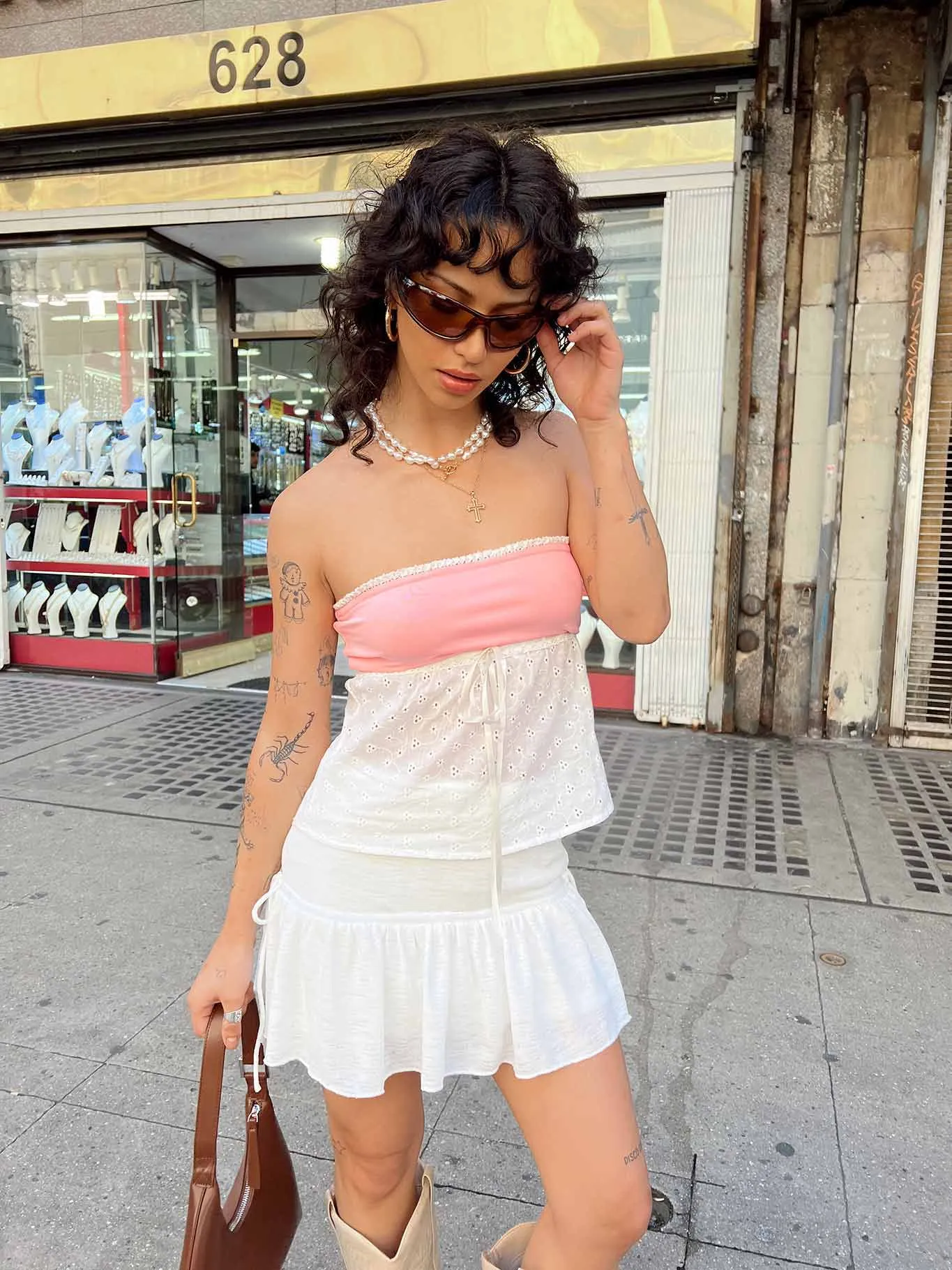 Texture Shot Sleek Comfort Mid Morning Mini Skirt Ivory