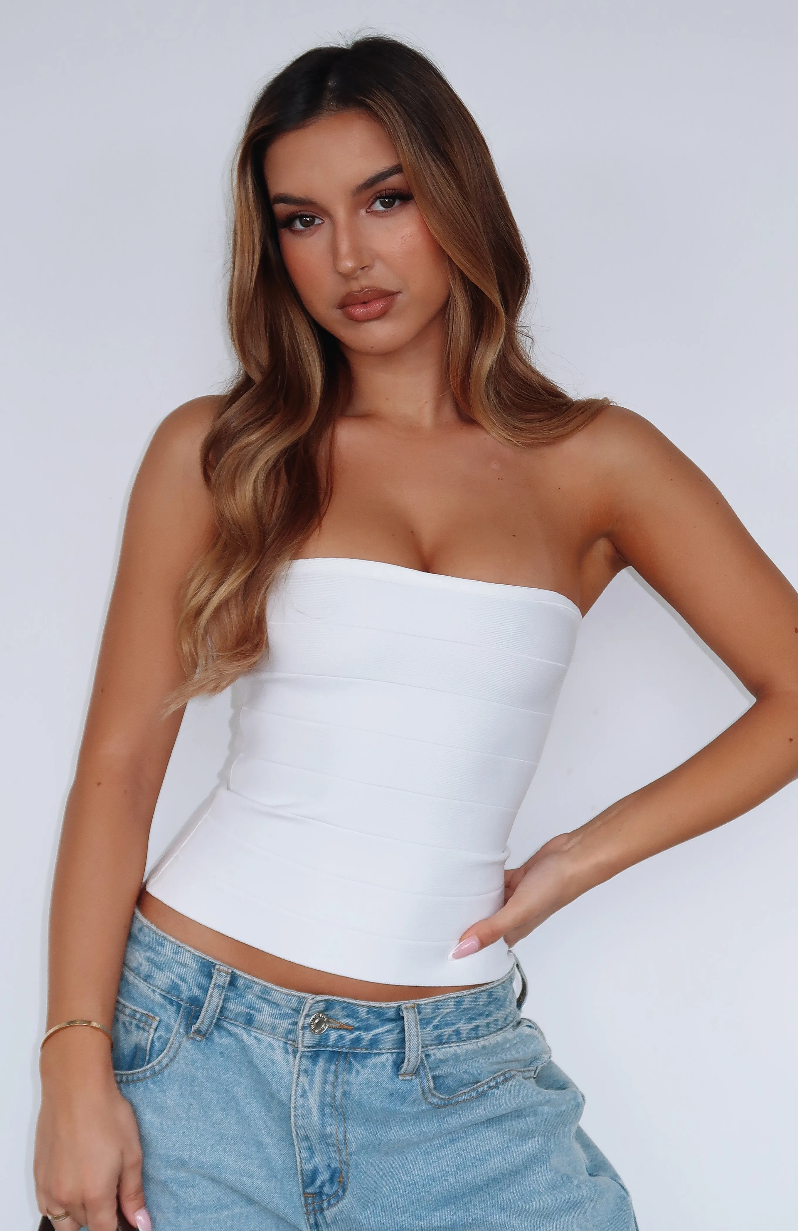Flexible Hemline Thought I Was Dreaming Bandage Top White