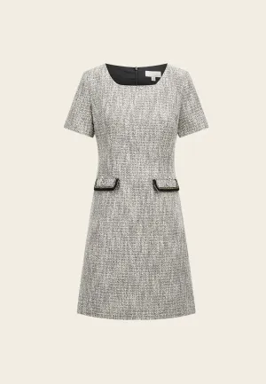 Gem-detail Square Collar Pocket Dress Trend Glow Sharp Cut