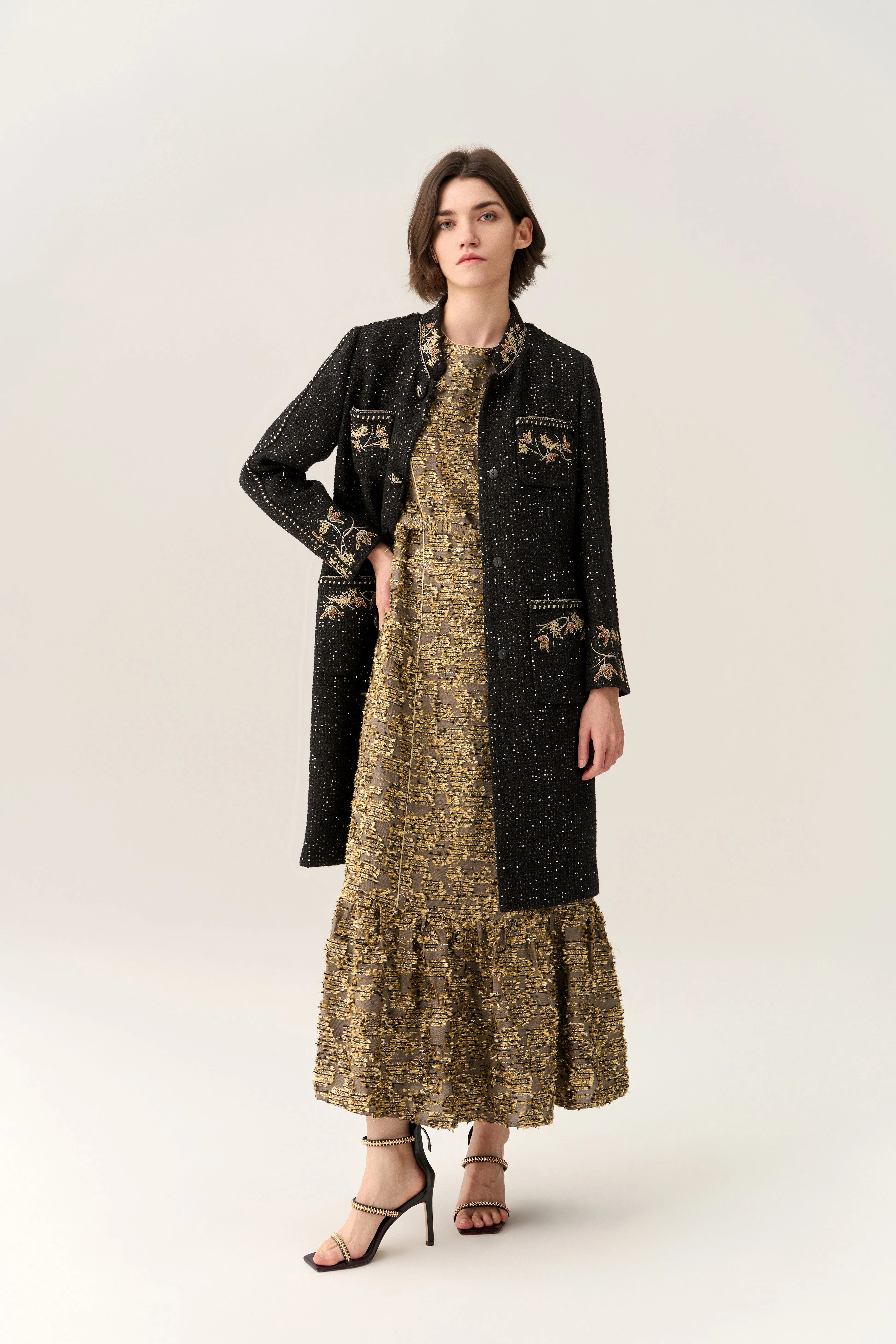 Floral Embroidery Luxe Dress Royal Mode