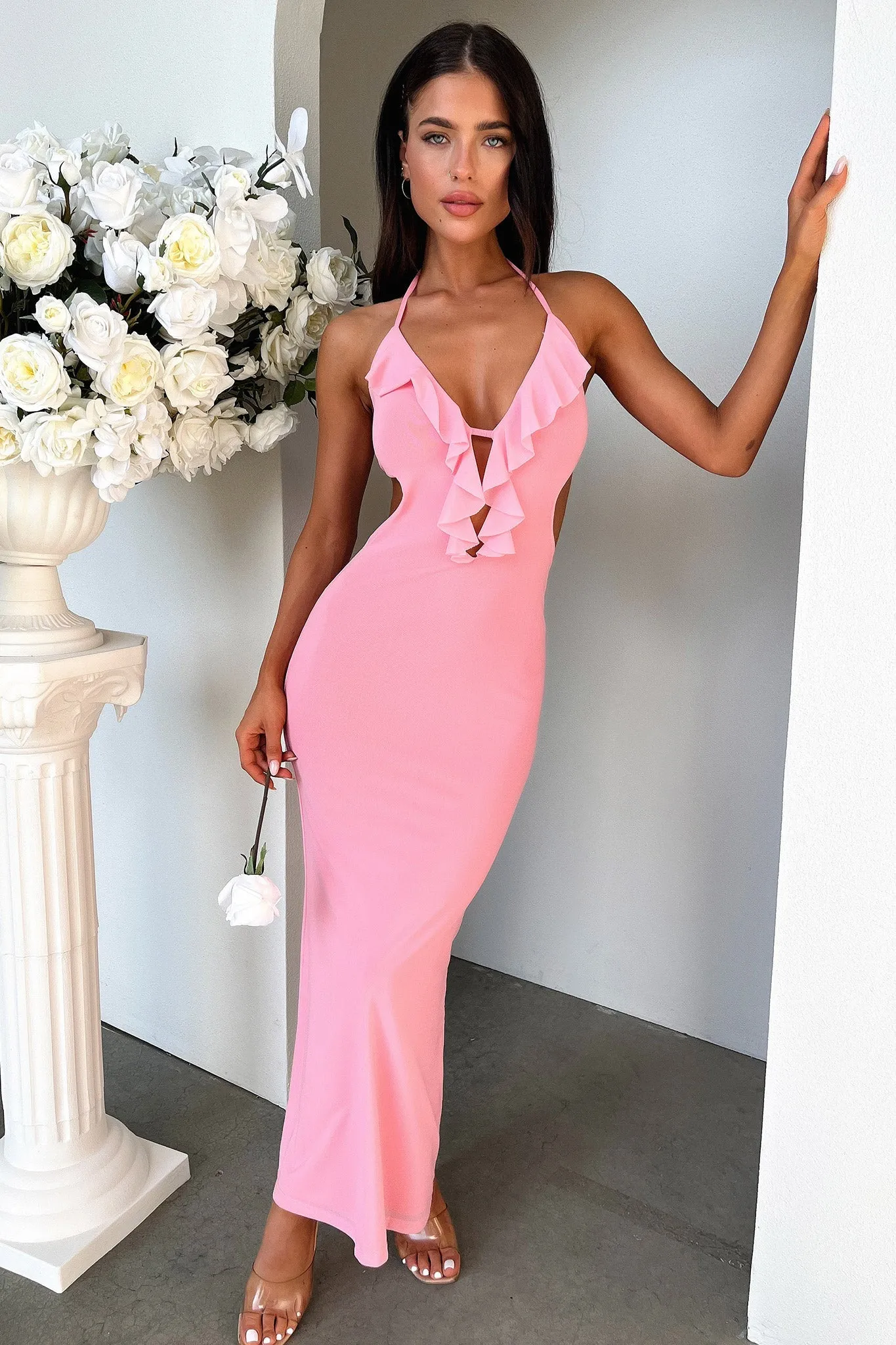 Wave Crest Batiste Soft Zaric Maxi Dress - Pink