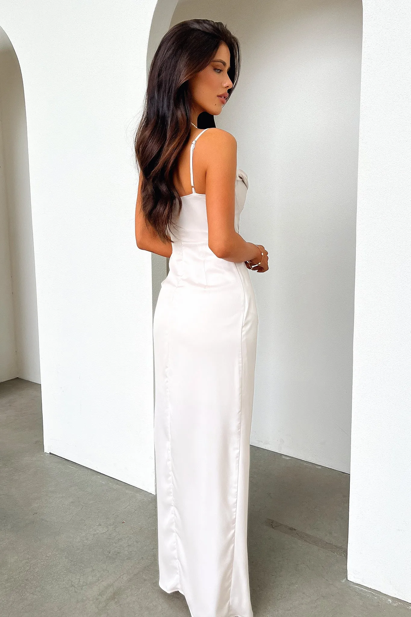 Delicate formal gown Aiana Satin Maxi Dress - Champagne