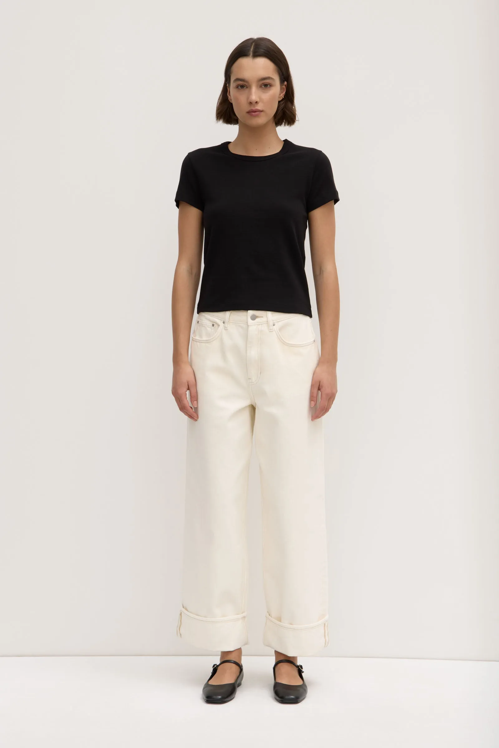 HighCollared Design SkinFriendlyElastic Lyla Cap Sleeve Tee