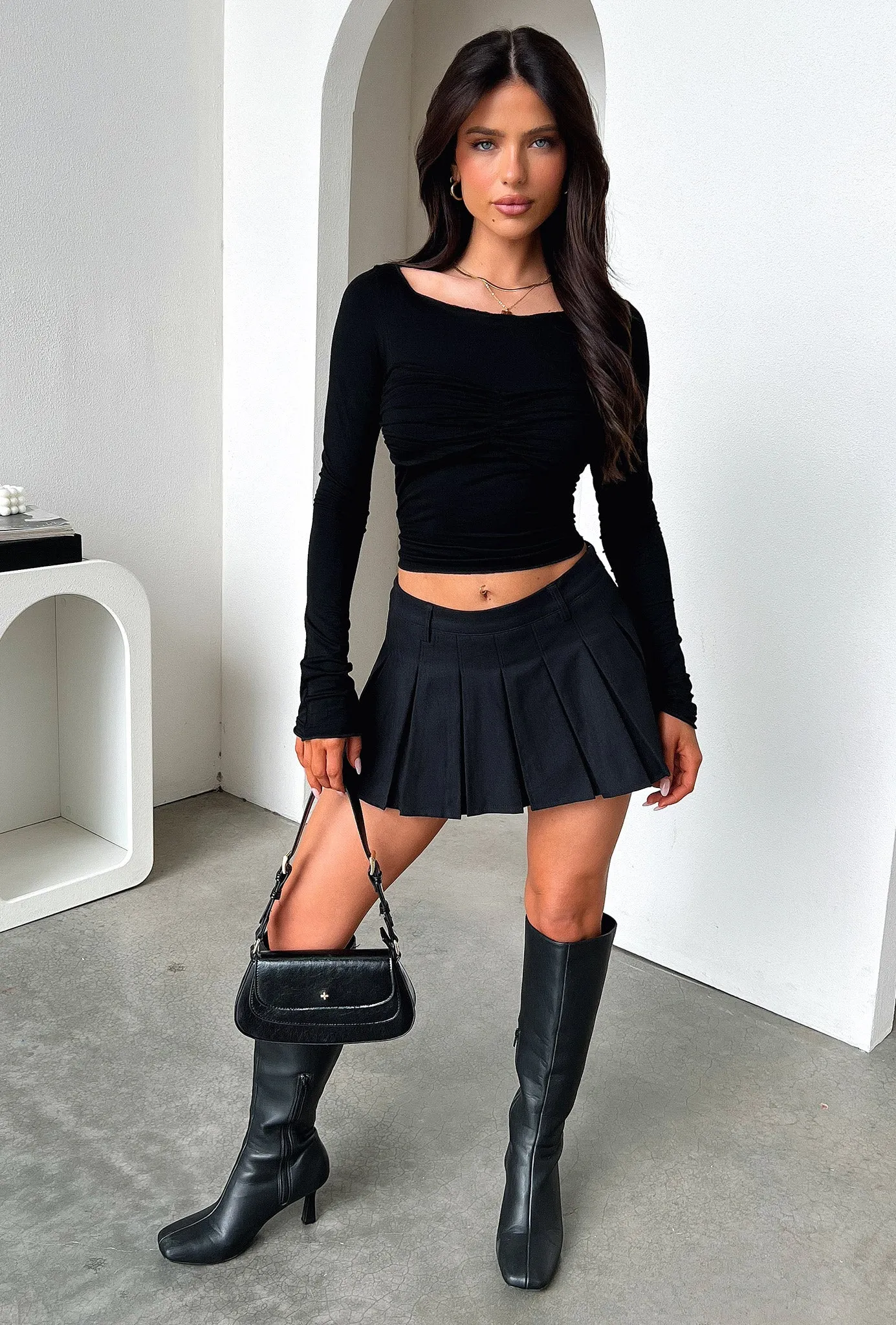 Laurie Long Sleeve Top - Black Cashmere combination