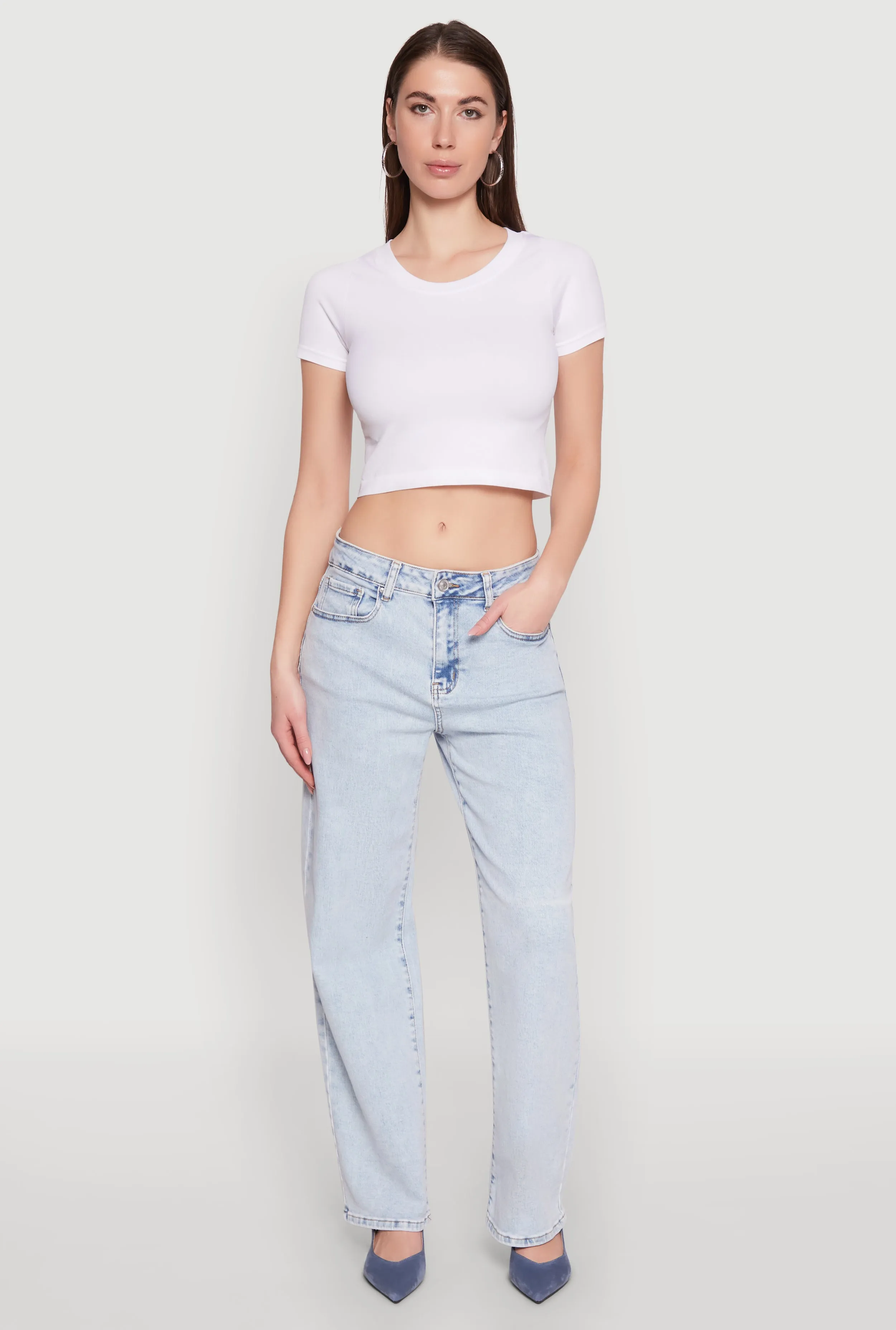 Breathable Lining System Night Out Neutral Textured WAX Acid Wash Straight Leg Jeans